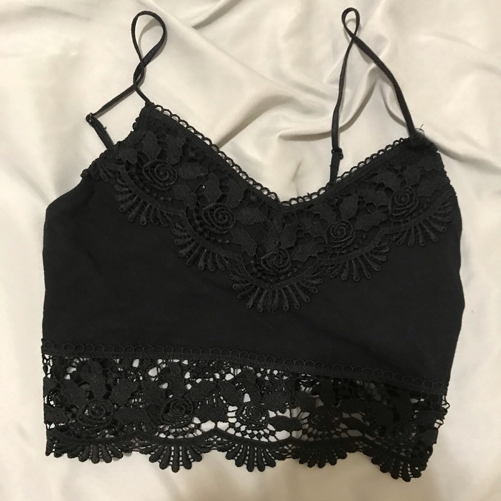 Topshop Petite Crochet Crop Tank